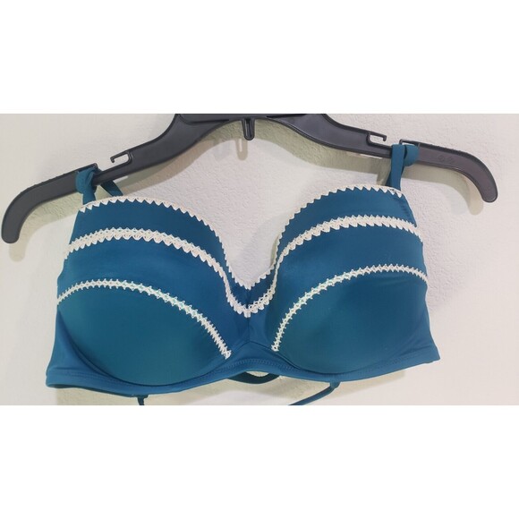 Shade & Shore Womens Green Lined Underwire Bikini Swim Top Size 34DD - Picture 5 of 6